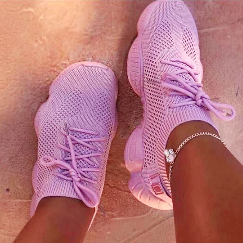Womens Breathable Mesh Sneakers Comfortable Lace Up Trainers 5