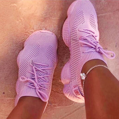 Womens Breathable Mesh Sneakers Comfortable Lace Up Trainers 13