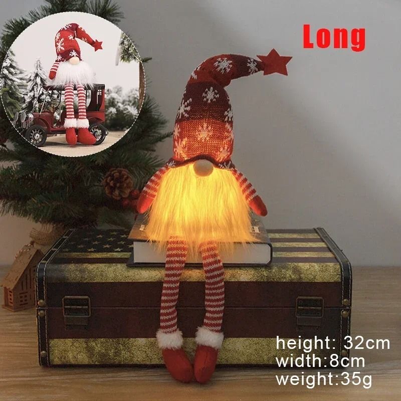 Christmas LED Gnome Ornaments Plush Faceless Doll Decorations 12