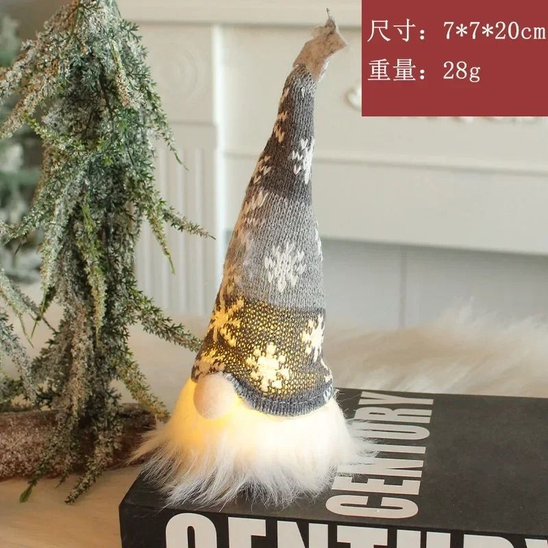 Christmas LED Gnome Ornaments Plush Faceless Doll Decorations 8