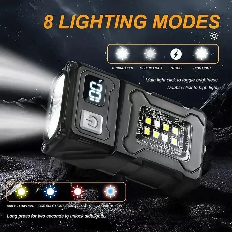 Mini USB Rechargeable LED Flashlight With Magnetic Base And COB Light 4