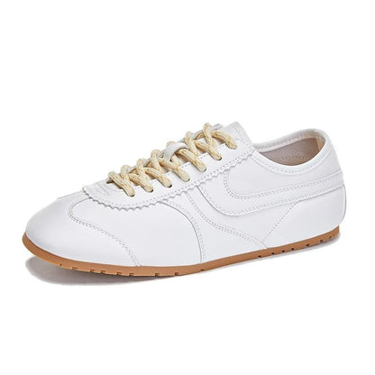 Womens Retro Leather German Training Sneakers Lace Up Flats 8