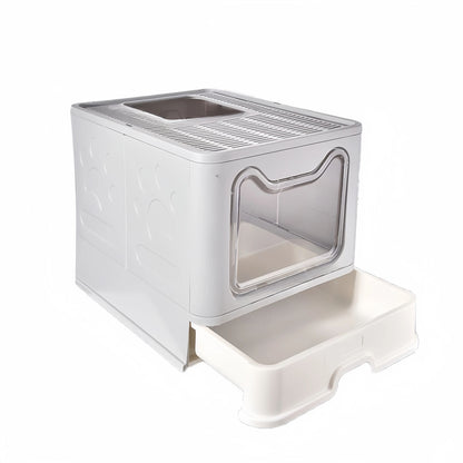 Foldable Cat Litter Box With Drawer Design And Scooper 6