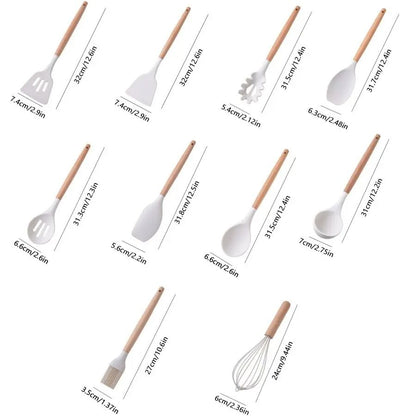 19 Piece Food Grade Silicone Kitchenware Set With Knives And Cutting Board 1
