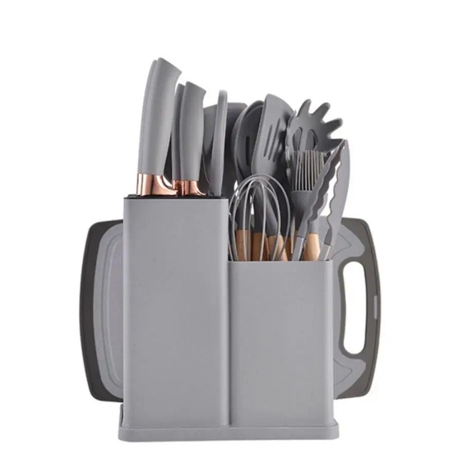 19 Piece Food Grade Silicone Kitchenware Set With Knives And Cutting Board 7