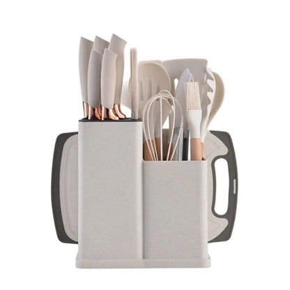 19 Piece Food Grade Silicone Kitchenware Set With Knives And Cutting Board 11