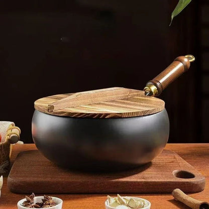 Handmade Forged Non Stick Pan With Wood Or Glass Lid 1