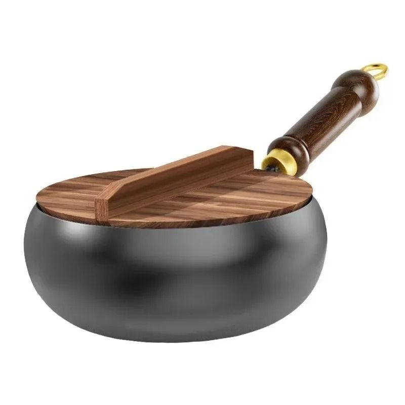 Handmade Forged Non Stick Pan With Wood Or Glass Lid 7