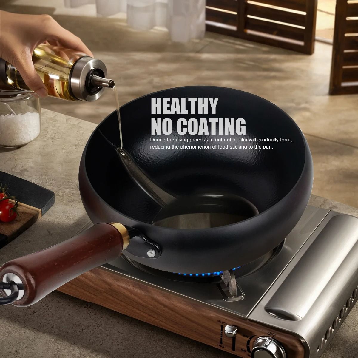 Nonstick Sauce Pan With Wooden Handle And Lid 1