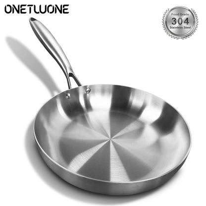 304 Stainless Steel Frying Pan Nonstick Uncoated Cookware