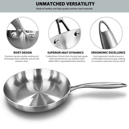 304 Stainless Steel Frying Pan Nonstick Uncoated Cookware 3