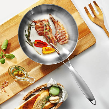 304 Stainless Steel Frying Pan Nonstick Uncoated Cookware 6