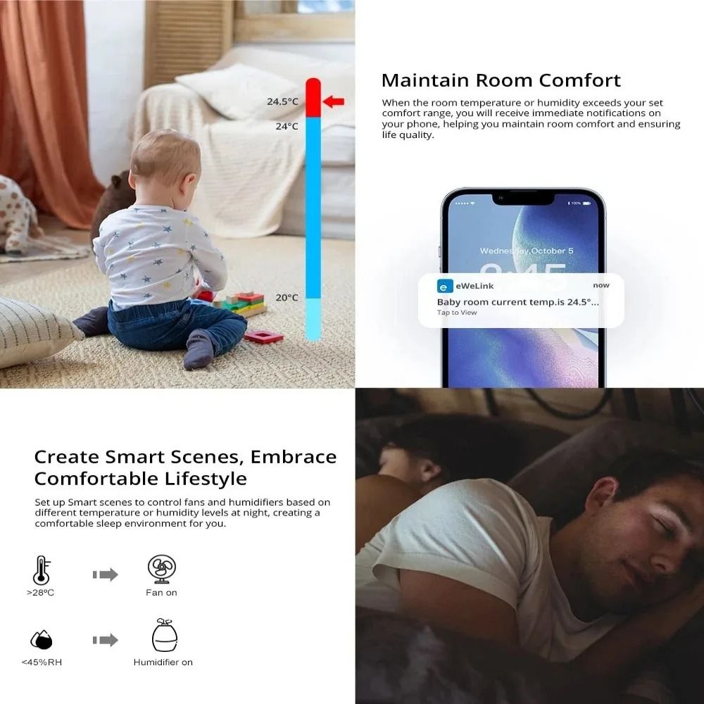ZigBee Temperature And Humidity Sensor With Smart Home App Control 4