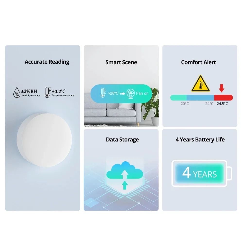 ZigBee Temperature And Humidity Sensor With Smart Home App Control 5