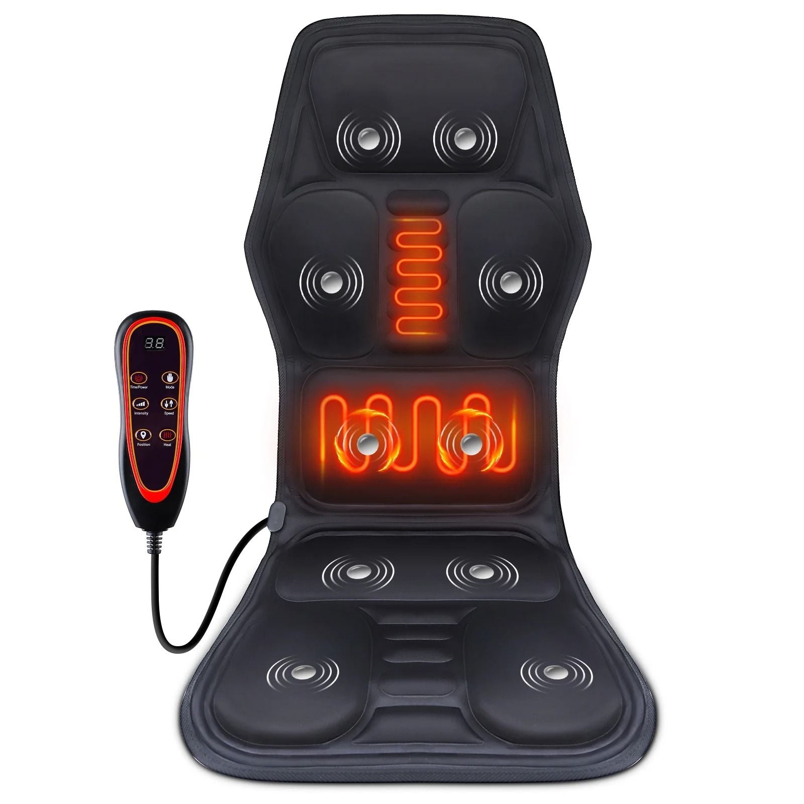 Electric Heating Back and Waist Massager Mat with Vibration for Chair or Car