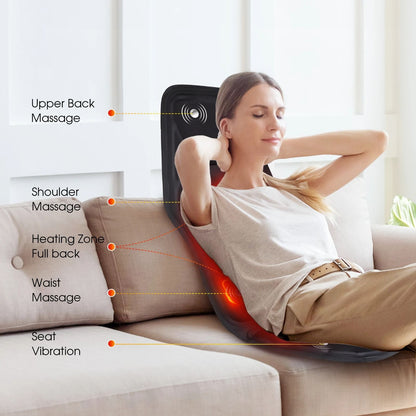 Electric Heating Back And Waist Massager Mat With Vibration For Chair Or Car 1