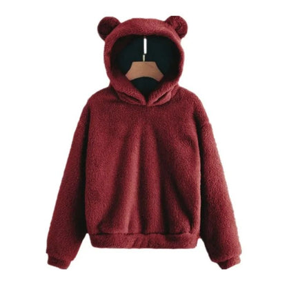 Womens Plush Rabbit Ear Hoodie With Long Sleeves 5