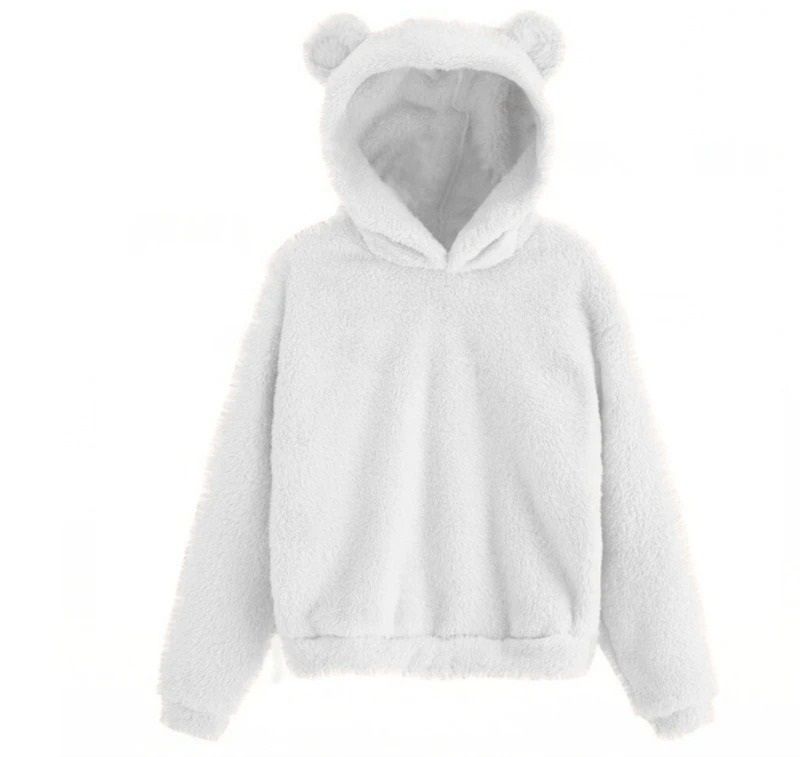 Womens Plush Rabbit Ear Hoodie With Long Sleeves 9