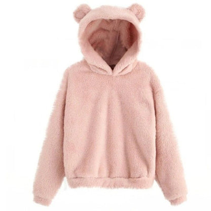 Womens Plush Rabbit Ear Hoodie With Long Sleeves 11