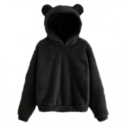 Womens Plush Rabbit Ear Hoodie With Long Sleeves 3