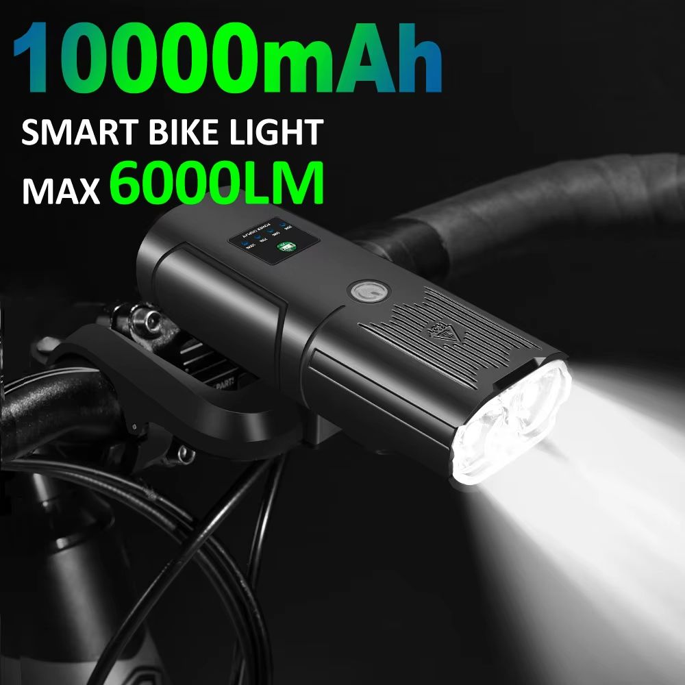 NEWBOLER Smart Bicycle Light 6000 Lumen – 10000mAh Rechargeable Waterproof LED Bike Light for Road & MTB Cycling