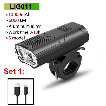 NEWBOLER Smart Bicycle Light 6000 Lumen  10000mAh Rechargeable Waterproof LED Bike Light For Road   6