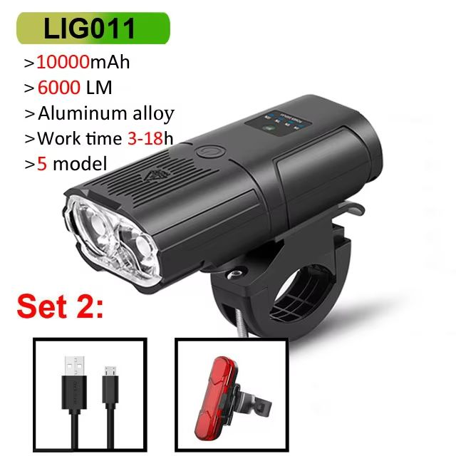 NEWBOLER Smart Bicycle Light 6000 Lumen  10000mAh Rechargeable Waterproof LED Bike Light For Road   7