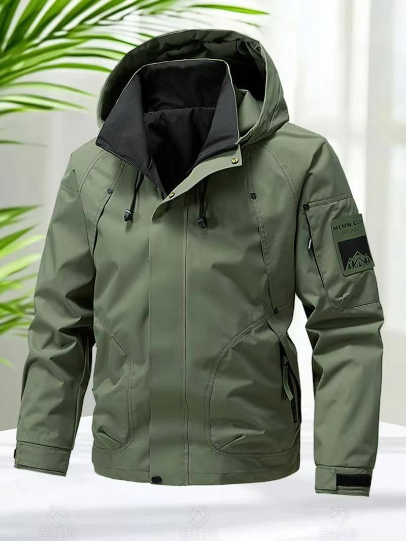 Men's Waterproof Softshell Hiking Jacket – Lightweight Hooded Outdoor Windbreaker for Spring & Autumn