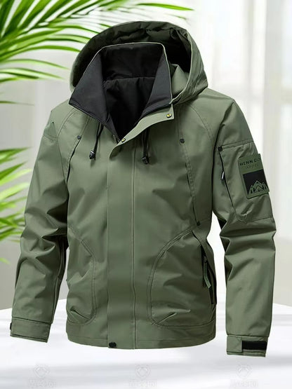 Men's Waterproof Softshell Hiking Jacket – Lightweight Hooded Outdoor Windbreaker for Spring & Autumn