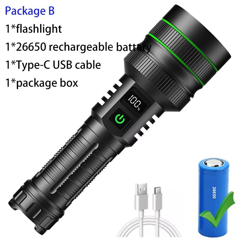 Long Range LED Flashlight  Tactical Waterproof Spotlight With Zoom  TypeC Rechargeable Power 7