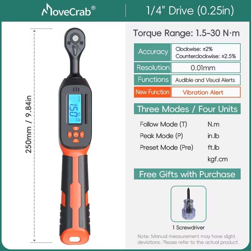 MOVECRAB Digital Torque Wrench Adapter 15340Nm  High Precision Electronic Torque Meter With Preset  11
