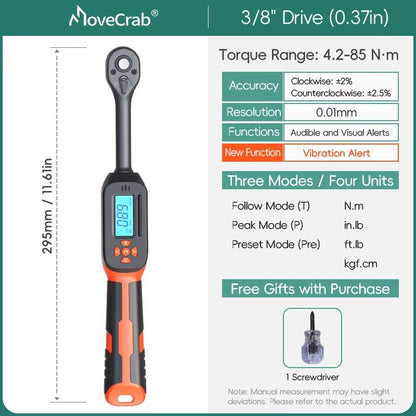 MOVECRAB Digital Torque Wrench Adapter 15340Nm  High Precision Electronic Torque Meter With Preset  17