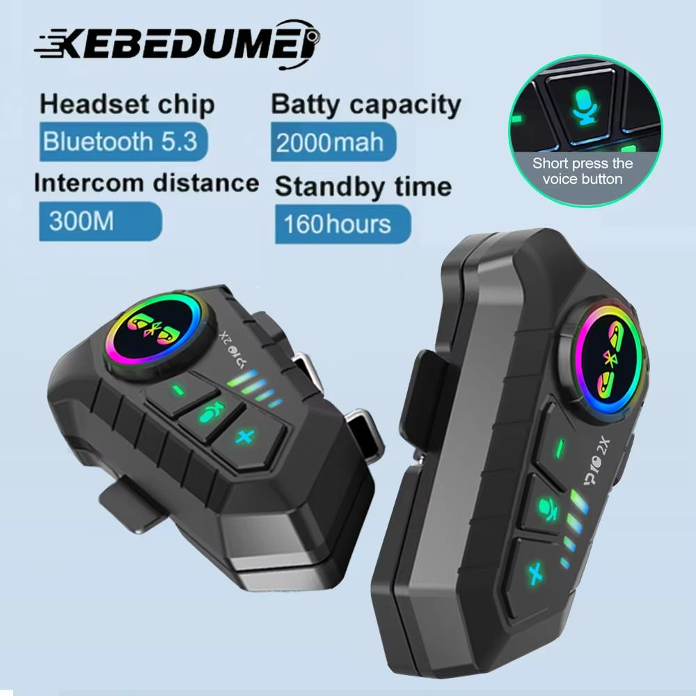 Motorcycle Bluetooth Intercom Headset – Waterproof Helmet Communication System with Music Sharing for 2 Riders