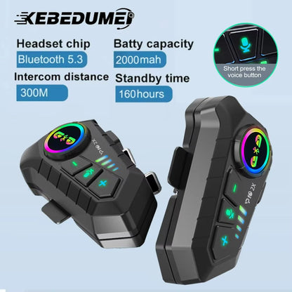Motorcycle Bluetooth Intercom Headset – Waterproof Helmet Communication System with Music Sharing for 2 Riders