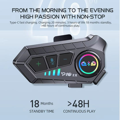 Motorcycle Bluetooth Intercom Headset  Waterproof Helmet Communication System With Music Sharing Fo 2