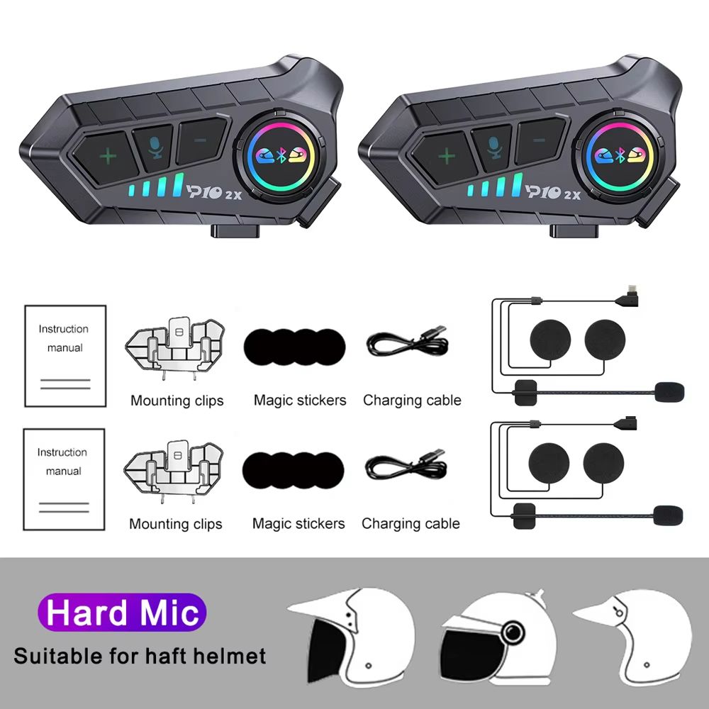 Motorcycle Bluetooth Intercom Headset  Waterproof Helmet Communication System With Music Sharing Fo 8