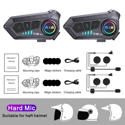 Motorcycle Bluetooth Intercom Headset  Waterproof Helmet Communication System With Music Sharing Fo 8