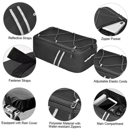 Water Resistant Bike Trunk Bag  7L Bicycle Rear Rack Bag With Waterproof Rain Cover For Cycling  Bi 2