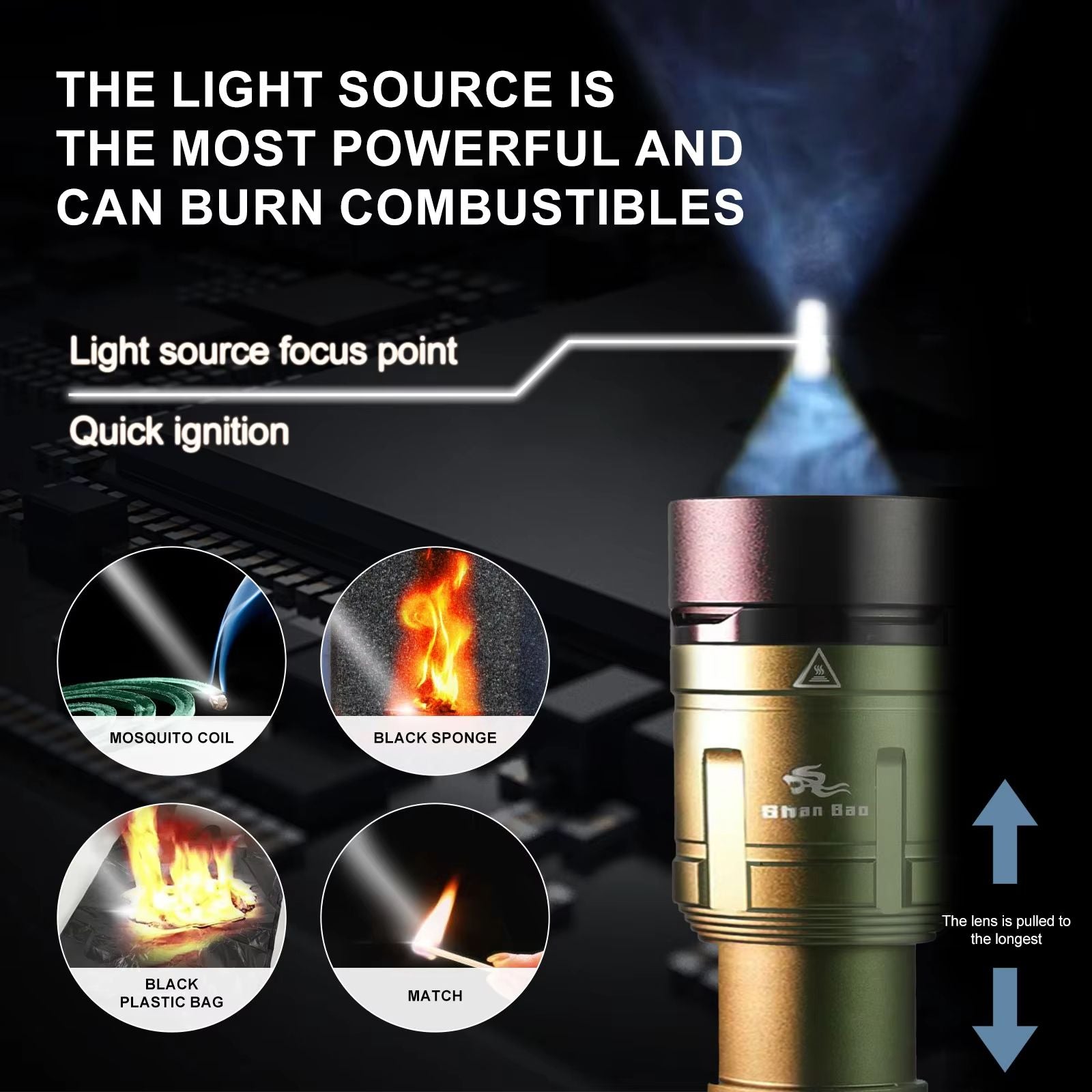 Shan Bao 3000LM Outdoor Zoom Waterproof Flashlight  HighPower Rechargeable Torch With Strong Focus  2