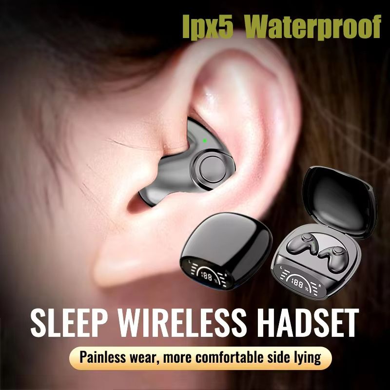 Invisible Sleep Earbuds – Waterproof Bluetooth 5.3 Noise Cancelling Earphones with Microphone for Night Comfort