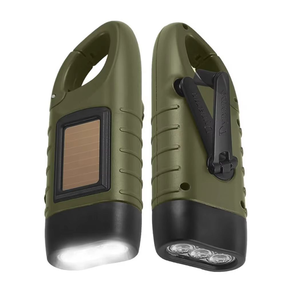 Solar Hand Crank LED Flashlight – Portable Camping Lantern with Dynamo Power and Emergency Torch Light