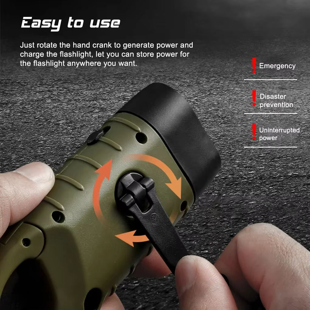 Solar Hand Crank LED Flashlight  Portable Camping Lantern With Dynamo Power And Emergency Torch Lig 2