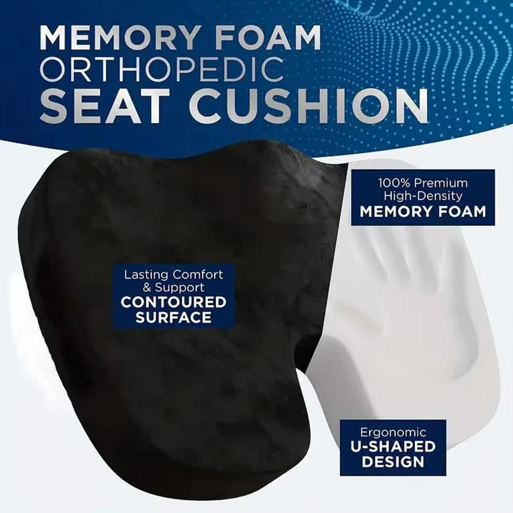 UShaped Memory Foam Seat Cushion  Orthopedic Chair Pillow For Back Hip  Tailbone Pain Relief 1
