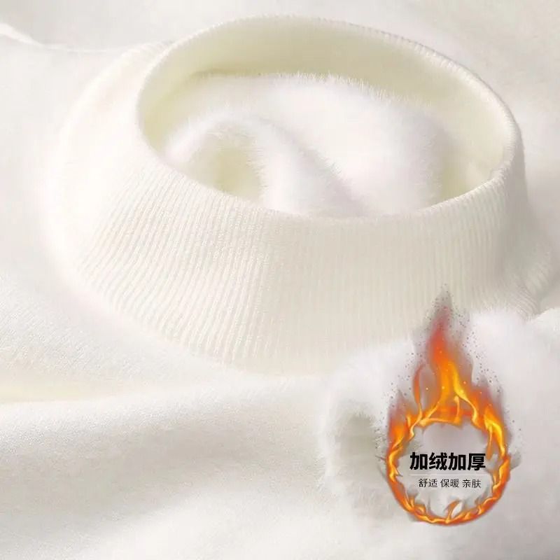 Mens Plush Knitted Turtleneck Sweater With Velvet Lining 6