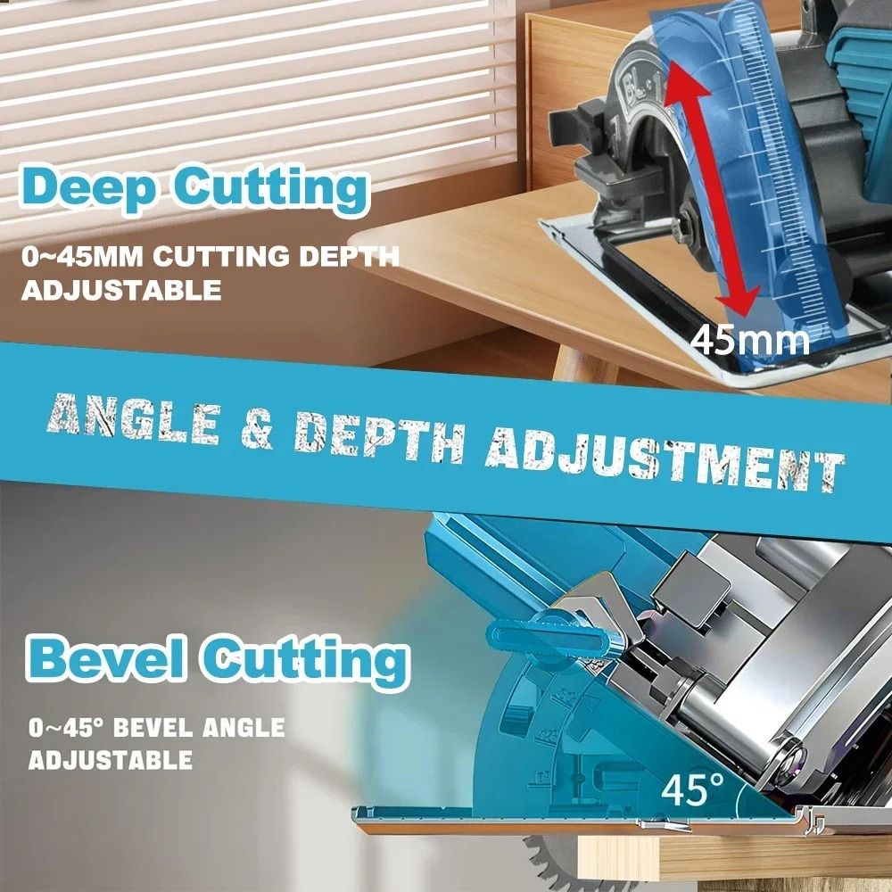 5 Inch Brushless Electric Circular Saw Cordless High Power Wood Cutting Tool Compatible With Makita 2