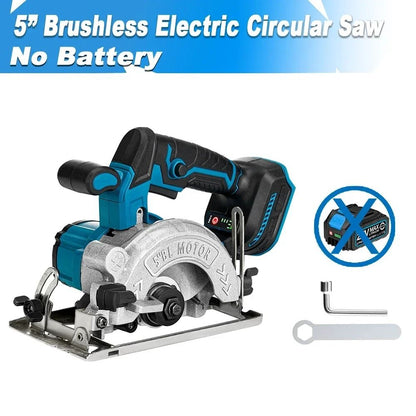 5 Inch Brushless Electric Circular Saw Cordless High Power Wood Cutting Tool Compatible With Makita 6