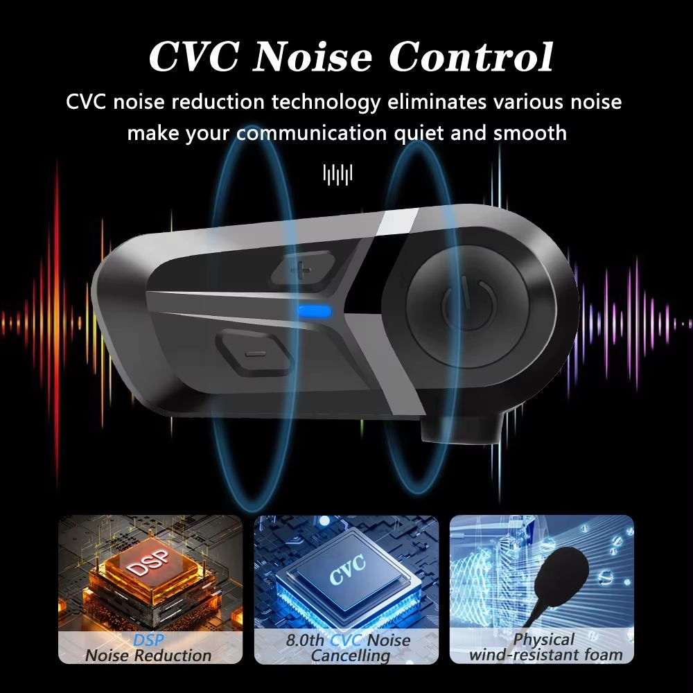 Bluetooth 53 Motorcycle Helmet Headset  Waterproof HandsFree Earphone  Music Player 2