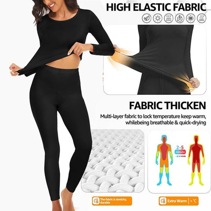 Womens Thermal Underwear Set Long Johns With Polyester Lining 2