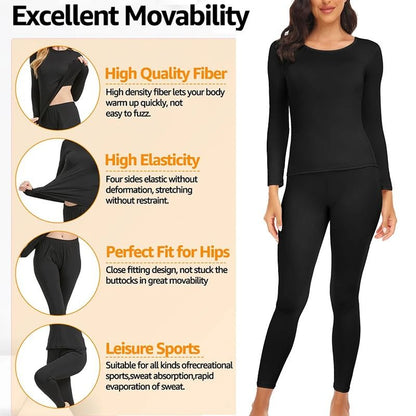 Womens Thermal Underwear Set Long Johns With Polyester Lining 3