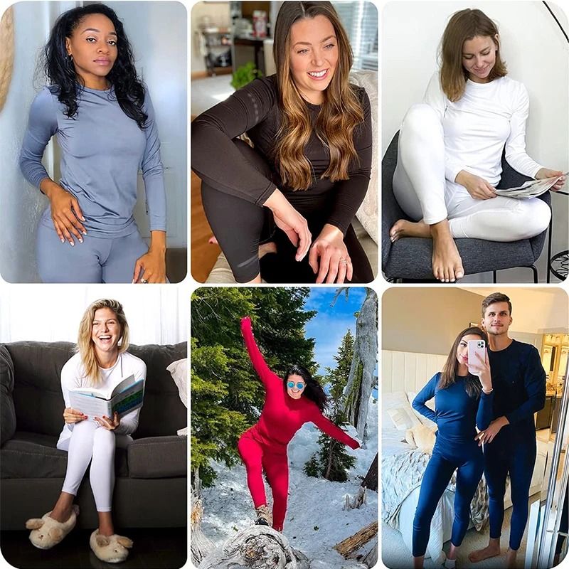Womens Thermal Underwear Set Long Johns With Polyester Lining 5